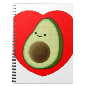 Cute Avocado In Red Heart Notebook