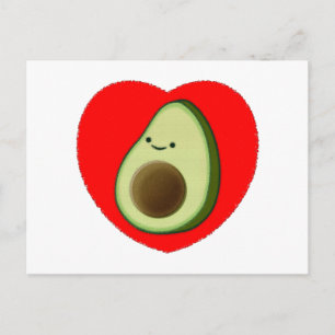 Cute Avocado In Red Heart Postcard