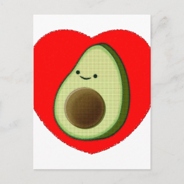 Cute Avocado In Red Heart Postcard (Front)