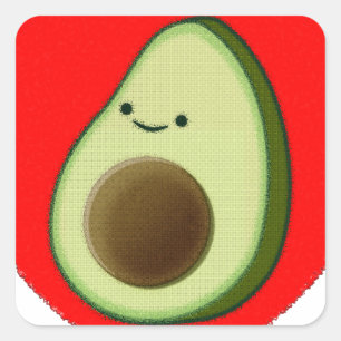 Cute Avocado In Red Heart Square Sticker
