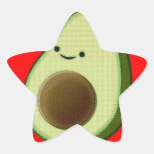 Cute Avocado In Red Heart Star Sticker