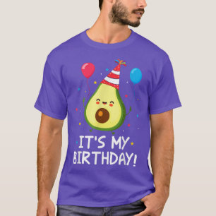 Cute Avocado Its My Birthday Boys Girls Kids  T-Shirt