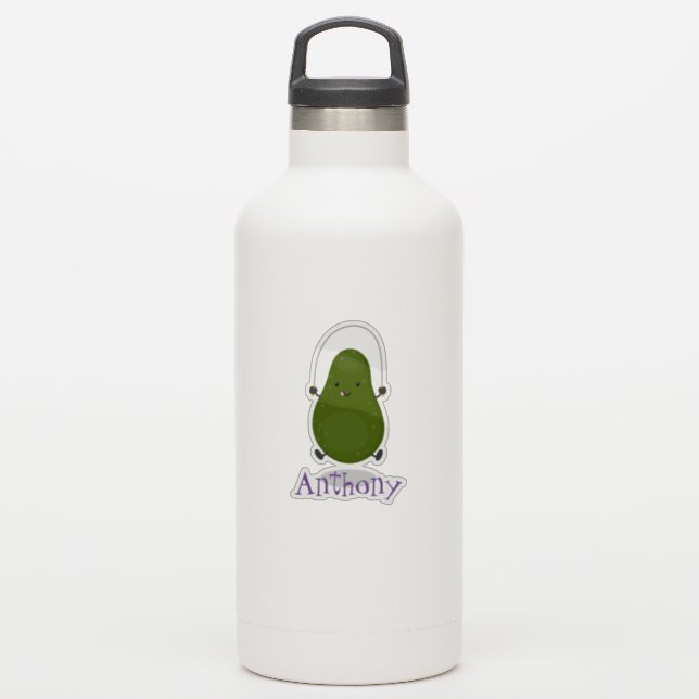 Cute avocado jump rope cartoon illustration (Waterbottle)