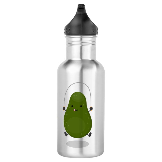 Cute avocado jump rope cartoon illustration 532 ml water bottle (Right)