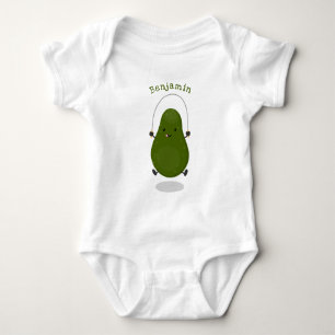 Cute avocado jump rope cartoon illustration baby bodysuit