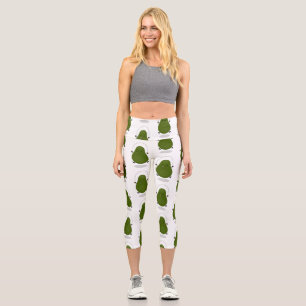 Cute avocado jump rope cartoon illustration capri leggings