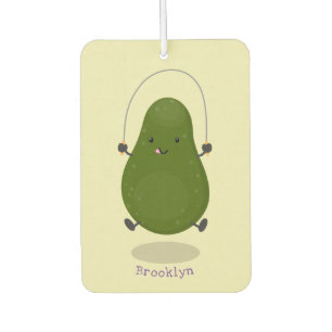 Cute avocado jump rope cartoon illustration car air freshener