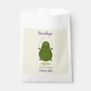 Cute avocado jump rope cartoon illustration favour bags