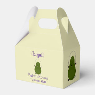 Cute avocado jump rope cartoon illustration favour box