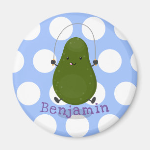 Cute avocado jump rope cartoon illustration magnet