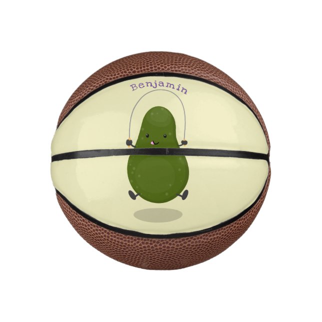 Cute avocado jump rope cartoon illustration mini basketball (Front)
