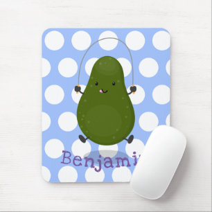 Cute avocado jump rope cartoon illustration mouse mat