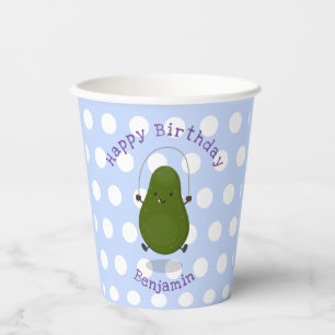 Cute avocado jump rope cartoon illustration paper cups