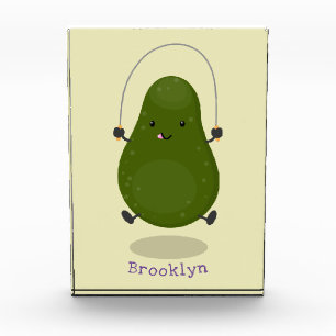 Cute avocado jump rope cartoon illustration photo block