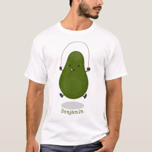 Cute avocado jump rope cartoon illustration T-Shirt