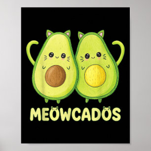 Cute Avocado Kitten Pun Funny Kawaii Food Animal W Poster