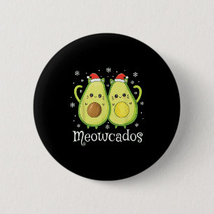 Cute Avocado Kitten Pun Funny Xmas Food Animal Wom 6 Cm Round Badge