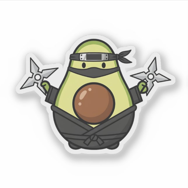 Cute Avocado Ninja Shuriken Warrior Illustration (Front)