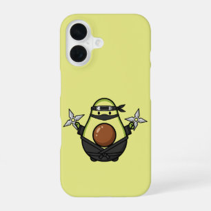 Cute Avocado Ninja Shuriken Warrior Illustration iPhone 16 Case