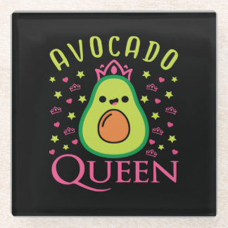 Cute Avocado Queen with Heart Keto Girl Cooking  Glass Coaster