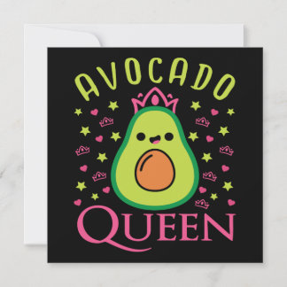 Cute Avocado Queen with Heart Keto Girl Cooking  Invitation