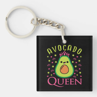 Cute Avocado Queen with Heart Keto Girl Cooking  Key Ring