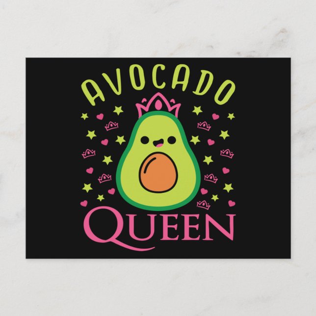 Cute Avocado Queen with Heart Keto Girl Cooking  Postcard (Front)