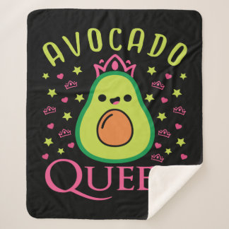 Cute Avocado Queen with Heart Keto Girl Cooking  Sherpa Blanket