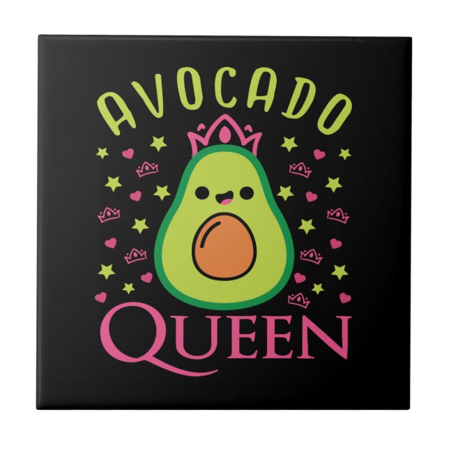 Cute Avocado Queen with Heart Keto Girl Cooking  Tile (Front)