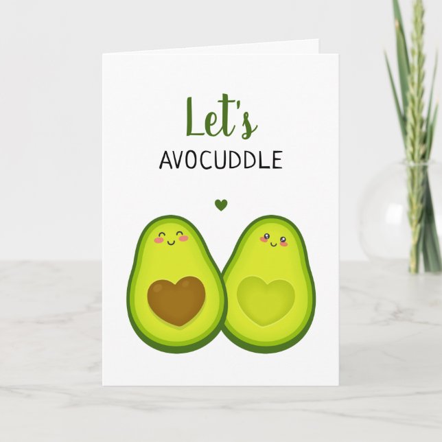 Cute Avocado Romantic Cuddle Love Romantic Couple Card (Front)