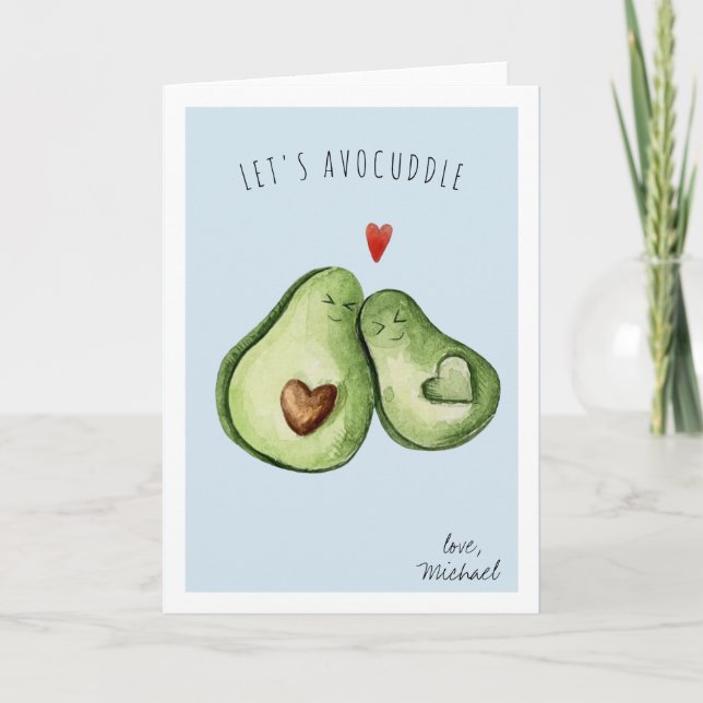Cute Avocado Romantic Cuddle | Valentine's Day Holiday Card (Front)