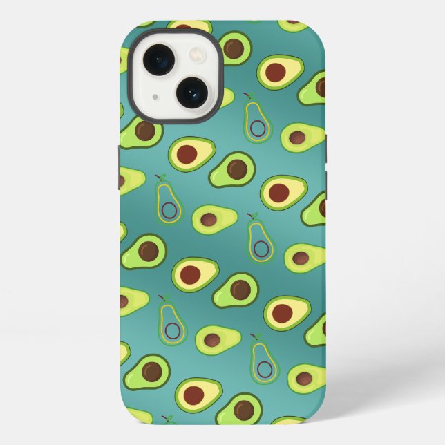 Cute Avocado slice summer Green gradient Pattern iPhone Case (Back)