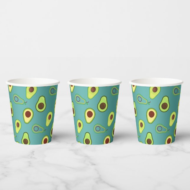 Cute Avocado slice summer Green gradient Pattern Paper Cups (Multi)