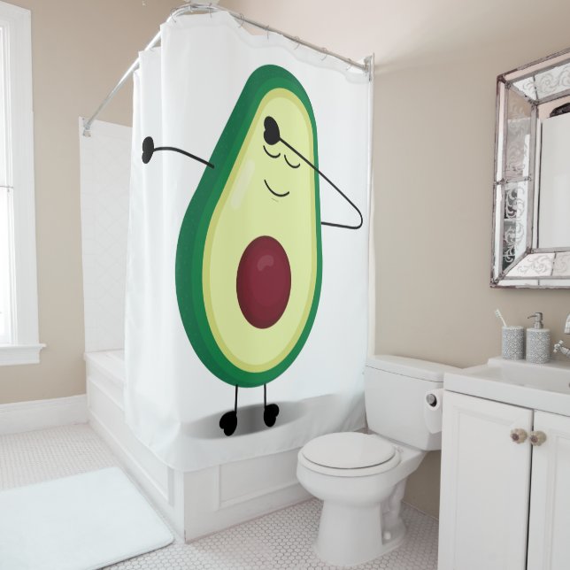 Cute Avocado Swag Cartoon Shower Curtain (In Situ)