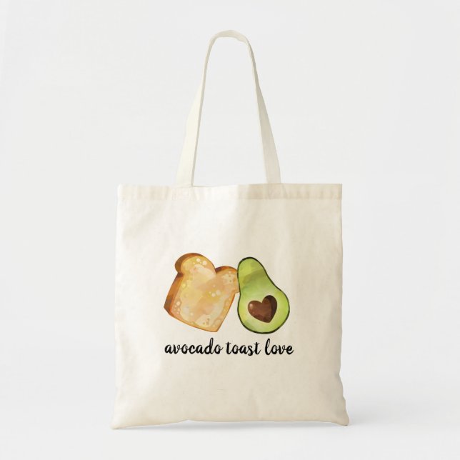Cute avocado toast lover foodie hipster watercolor tote bag (Front)