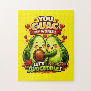 Cute Avocado Valentine’s Love Design, kawaii Love Jigsaw Puzzle