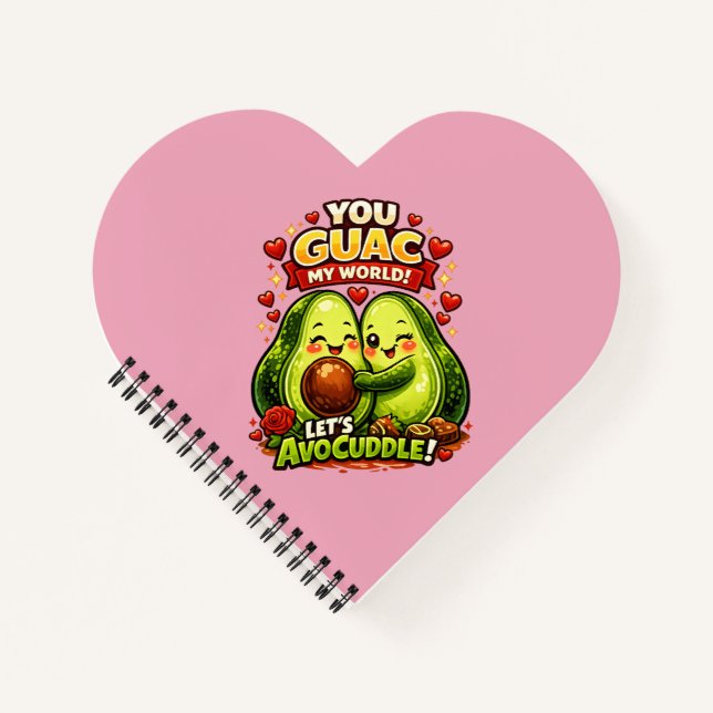 Cute Avocado Valentine’s Love Design, kawaii Love Notebook (Front)