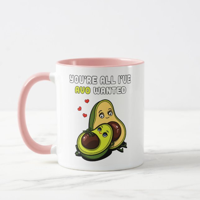 Cute Avocado Vegan Avo Wanted Joke Mug (Left)