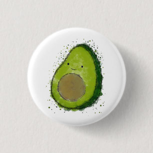 Cute Avocado Watercolor 3 Cm Round Badge