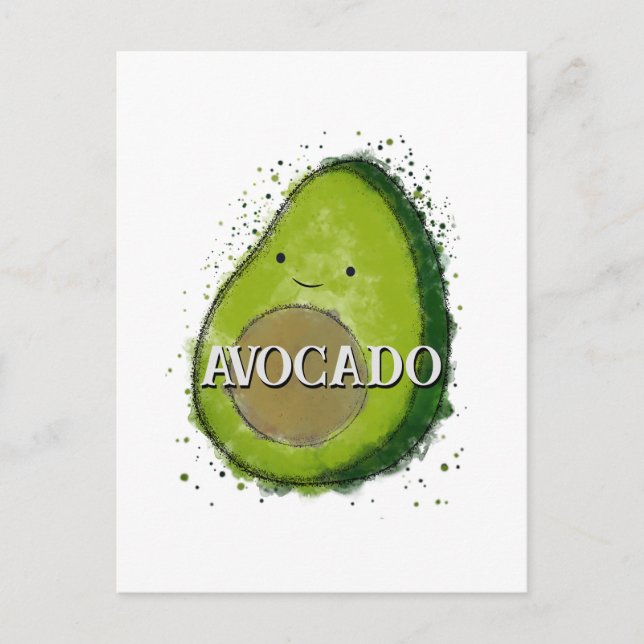 Cute Avocado Watercolor Postcard (Front)