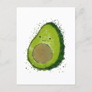 Cute Avocado Watercolor Postcard