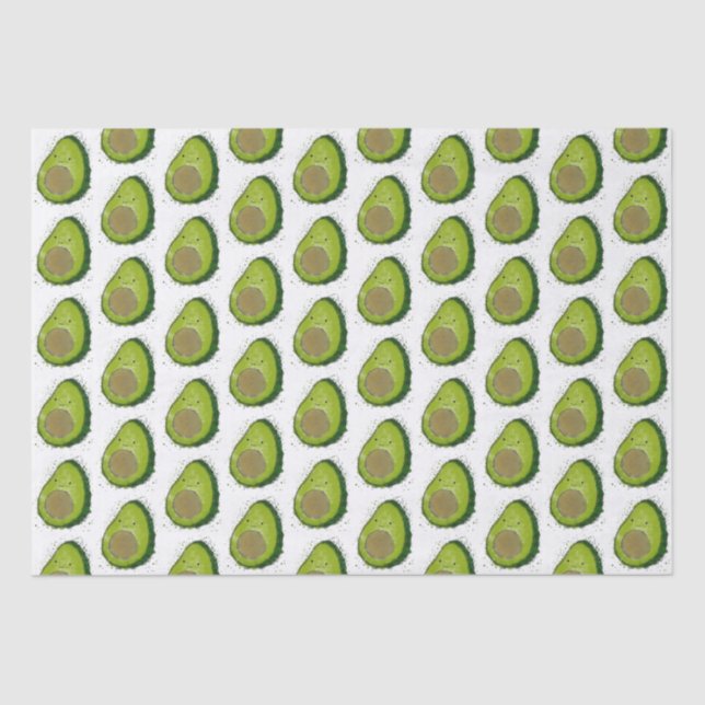 Cute Avocado Watercolor Tissue Paper (Front)
