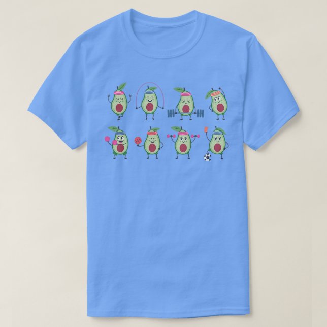 Cute Avocado Workouts T-Shirt (Design Front)