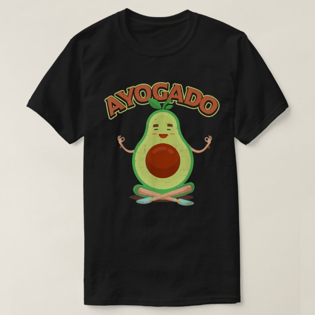 Cute Avocado Yoga  Ayogado Healthy Eating278  T-Shirt (Design Front)