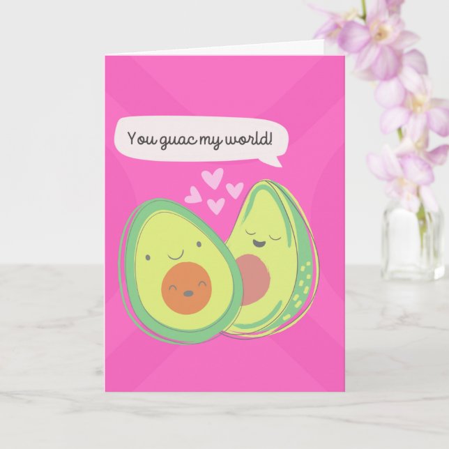Cute Avocados Anniversary Card (Orchid)