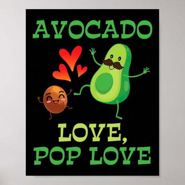 Cute Avocados Dancing Together Avocado Love Pop Lo Poster (Front)