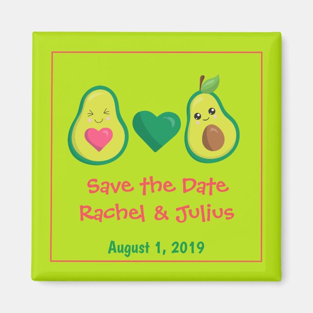 Cute Avocados Save the Date Magnet (Front)