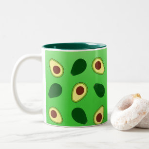 Cute Avocados slice summer green gradient Pattern Two-Tone Coffee Mug