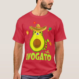 Cute Avogato Cat Avocado Kitten Vegetarians Cinco  T-Shirt