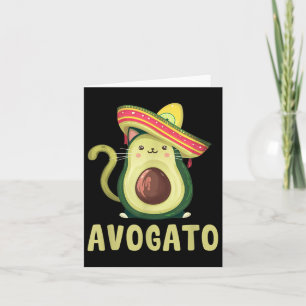 Cute Avogato Funny Cinco De Mayo Cat Avocado Kids  Card